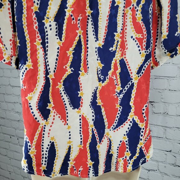 VTG Francesca Of Damon Starington Multicolor 100% Silk Stars Buttoned Top Size 6 - Picture 8 of 11
